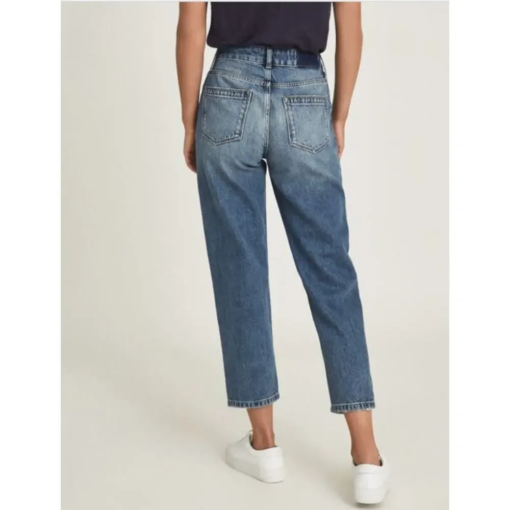 Reiss Medium Blue Elle‎ High Rise Straight Jeans Women's 24